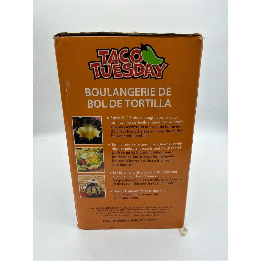 Taco Tuesday Baked Tortilla Bowl Maker Uses 8 or 10 Inch Shells‎